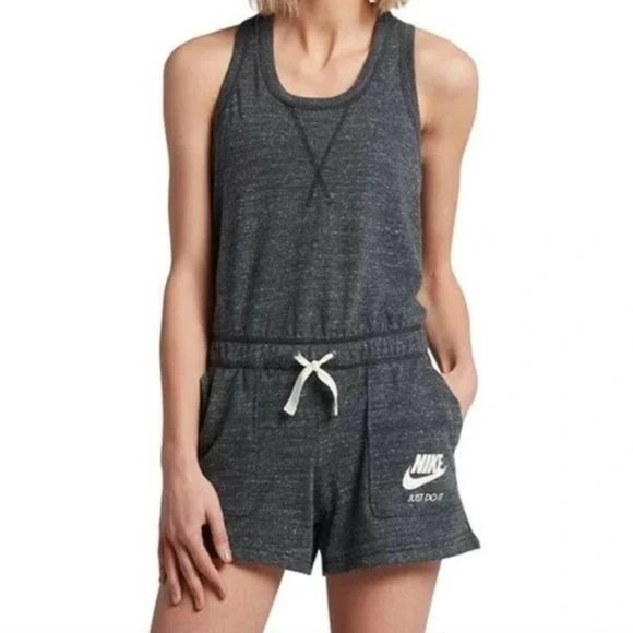 Nike Romper One Piece Vintage Gym Jumpsuit Shorts Tank Gray Size M Medium - Picture 2 of 13